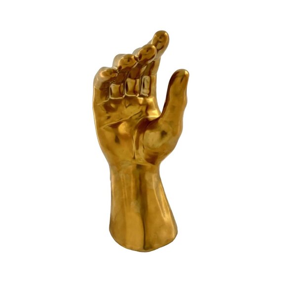 Hand Sculpture Gold Ceramic Large Modern Art Decor